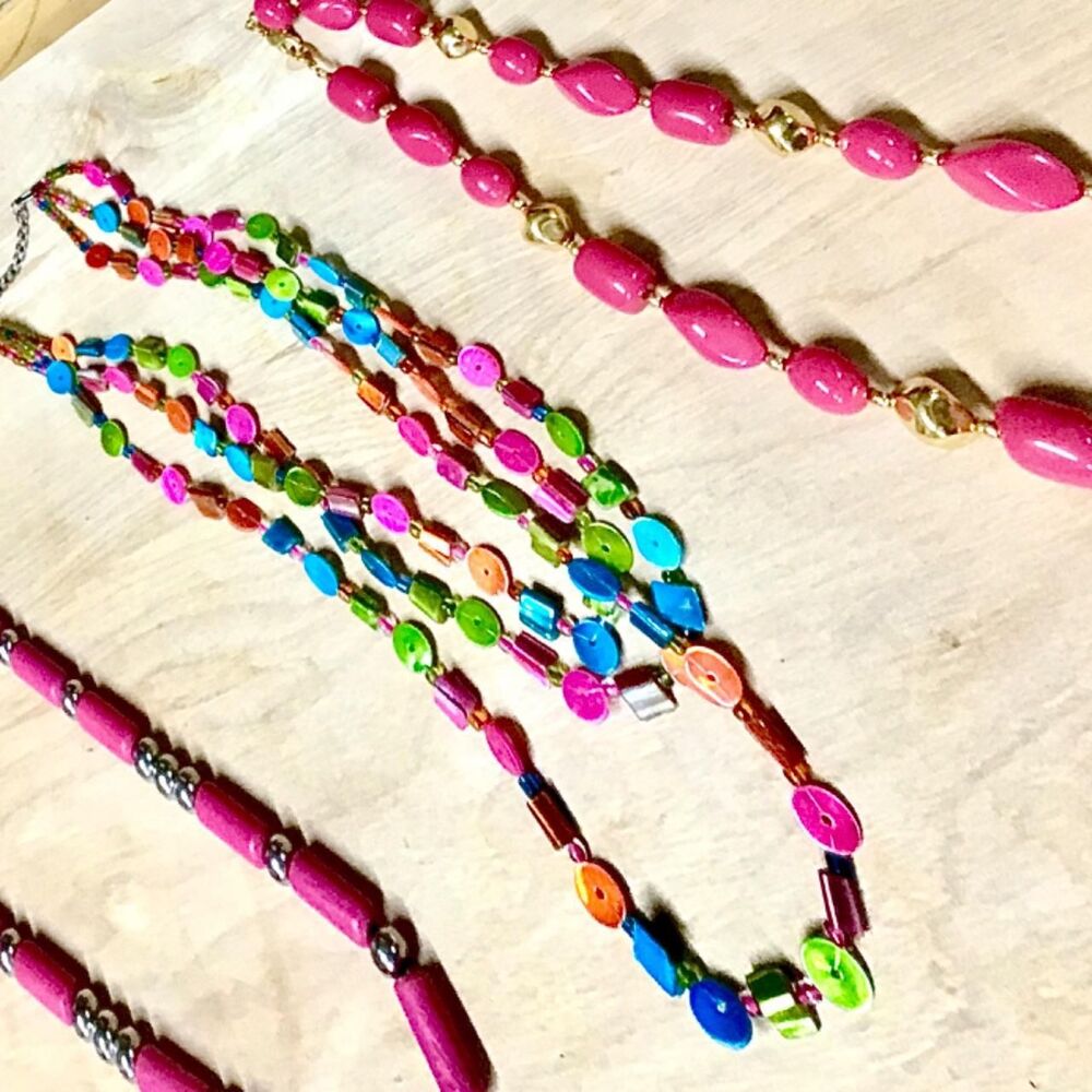 Set of 3 Barbiecore hot pink necklaces